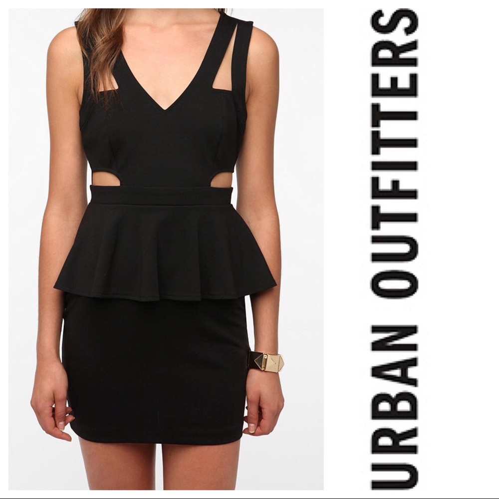 Urban Outfitters Cutout Black Peplum Dress